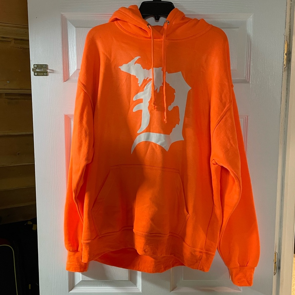 Hunter Orange Detroit D Michigan Hoodie New Without tags.